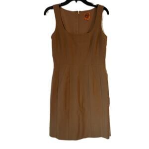 Tory Burch Azalea Camel Tan Wool Sleeveless Sheath Dress